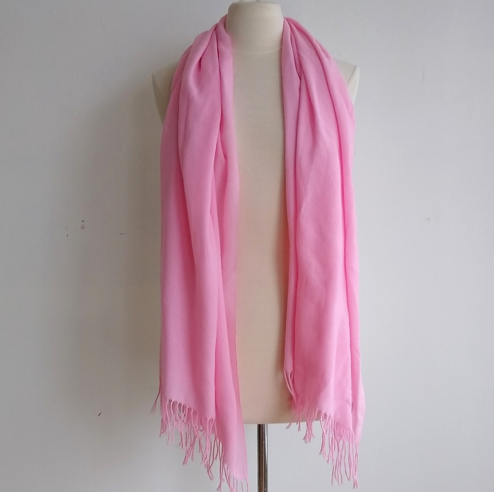 Pashmina Pink Fringed Scarf